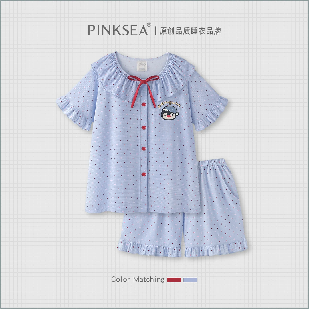 Pinksea莫代尔睡衣女款夏季花边短袖短裤女士家居服夏天2025新款