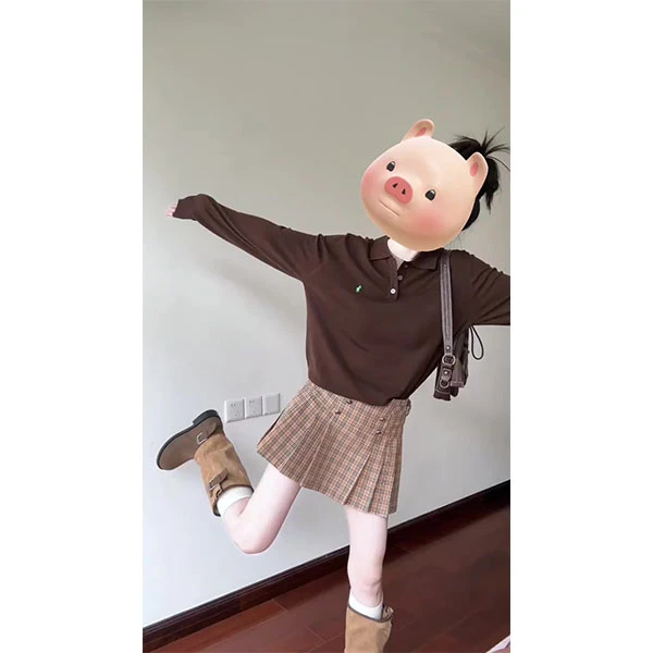 韩系简约polo领针织衫女2025秋季新款宽松休闲百搭时尚裙子套装女