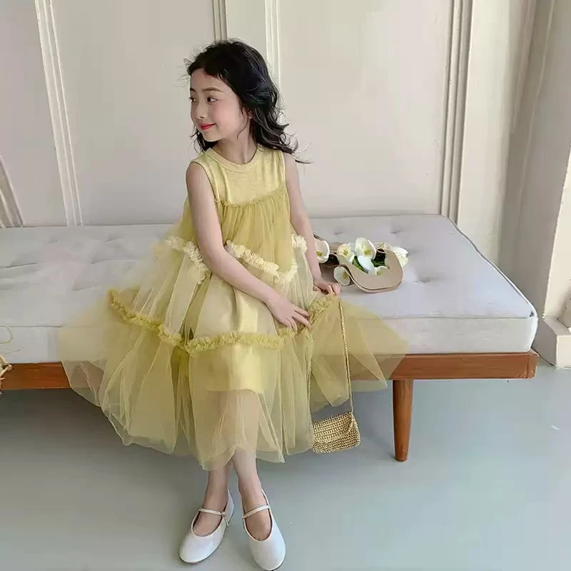 CMM  2025夏季儿童女宝网纱时尚洋气公主背心裙  HS62311