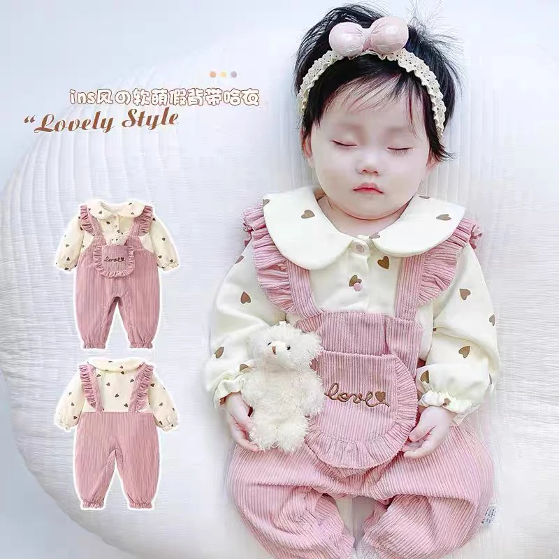 婴儿衣服外出服宝宝秋季连体衣满月可爱百天超萌春秋公主哈衣爬服