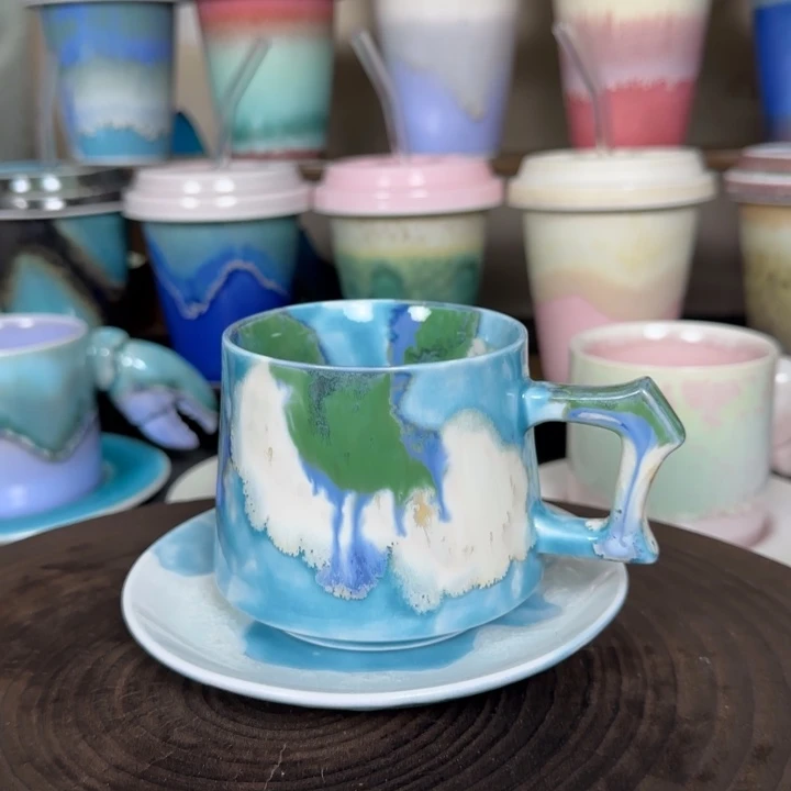 陶瓷景德镇高温颜色釉窑变猪口杯