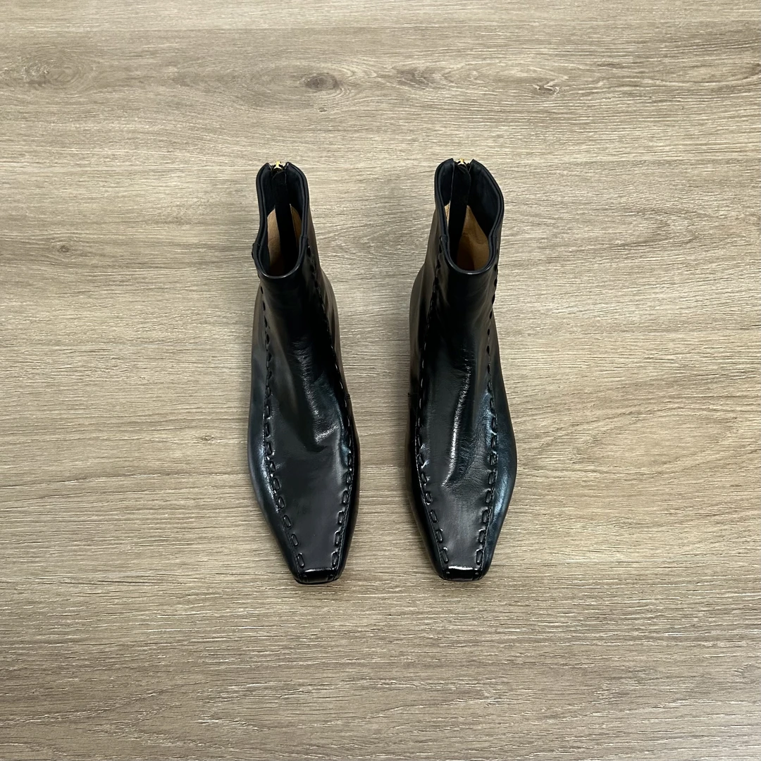 Dannyfrey手工编织头层牛皮英伦风切尔西短靴女小众设计气质短靴