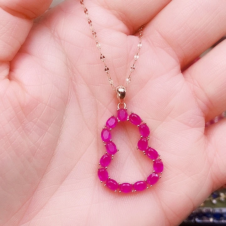 红宝石颈饰银S925镶嵌