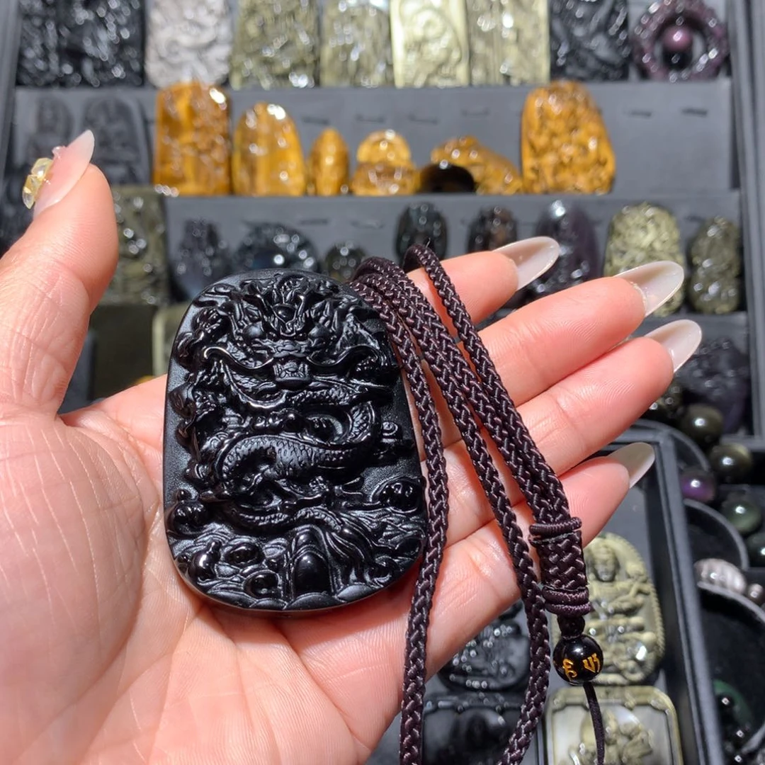 黑曜岩吊坠(赠链)未镶嵌不***擎