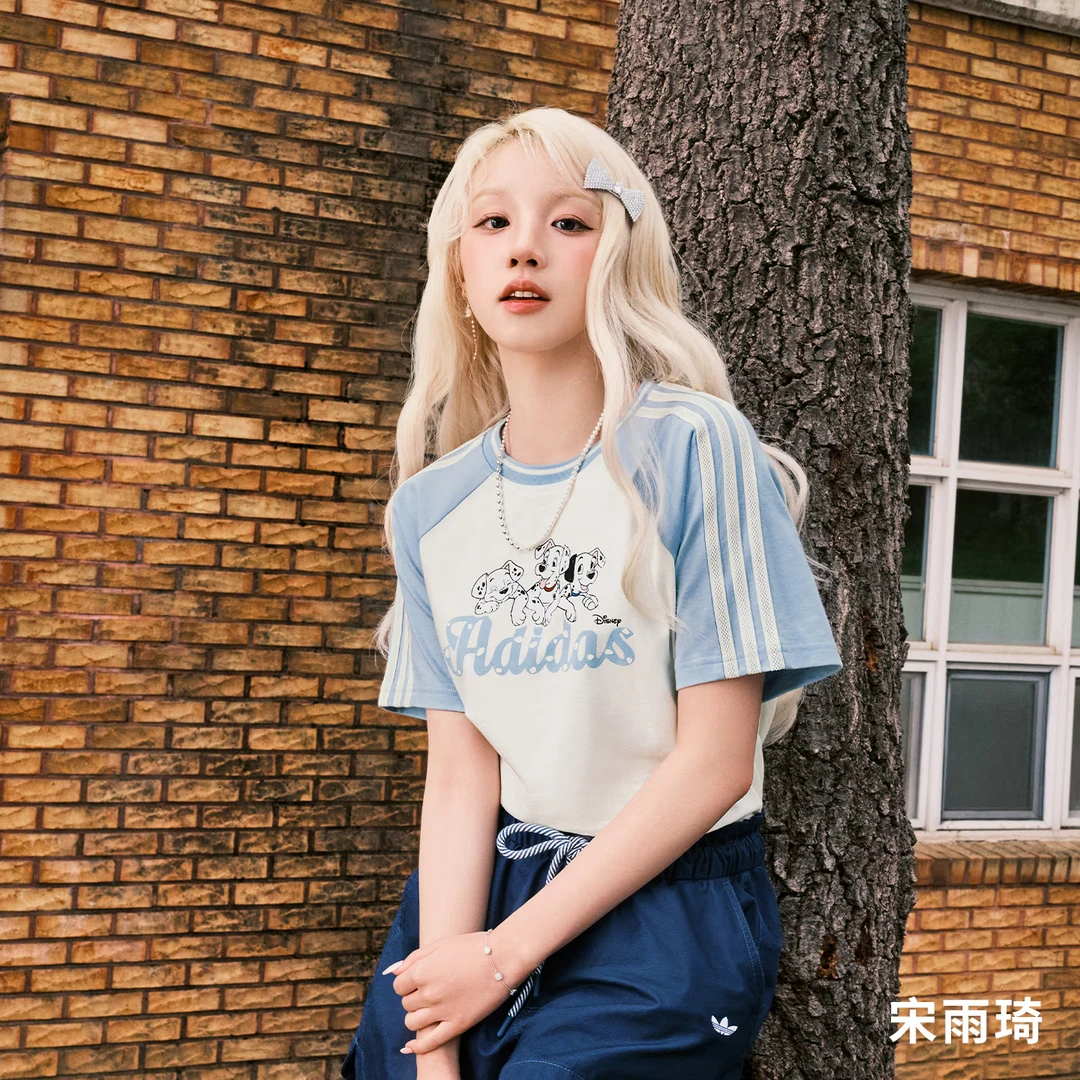 Adidas阿迪达斯三叶草女子迪士尼斑点狗联名纯棉短袖T恤KG6698