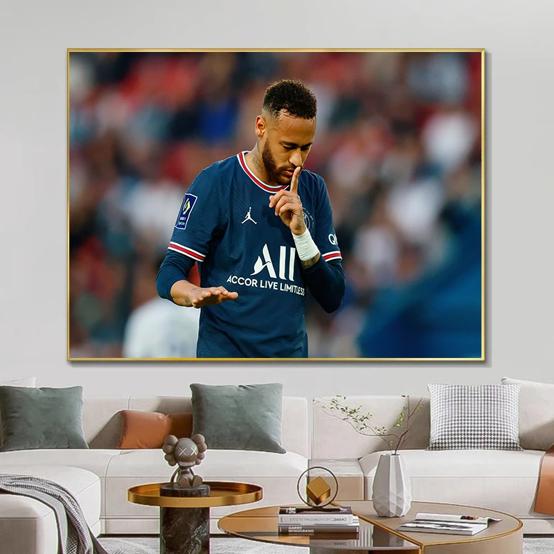 桑巴舞者内马尔挂画巴西大巴黎足球明星海报卧室装饰画房间床头画