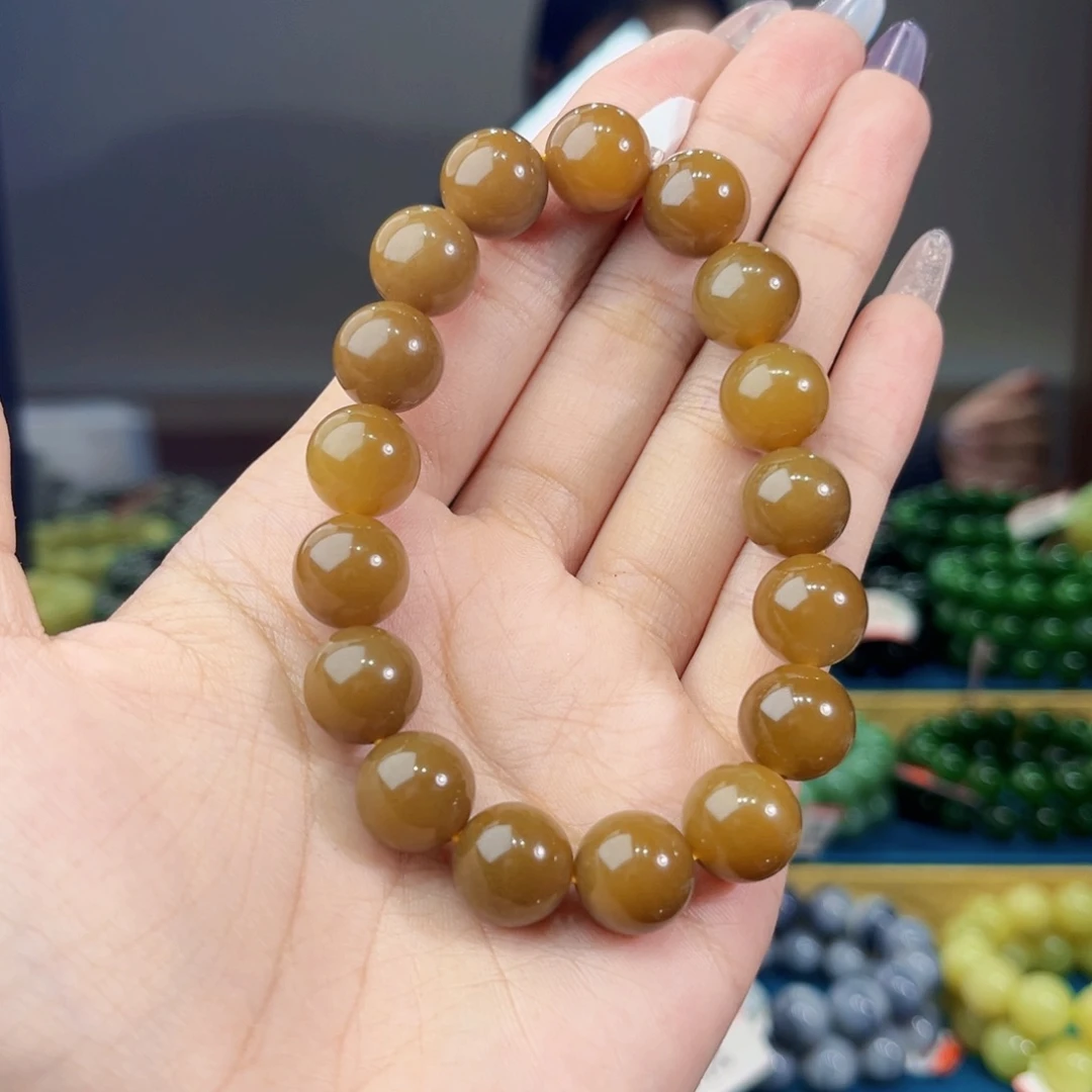 b***b和田玉未镶嵌手链天然和田玉新疆且末黄金糖手串12