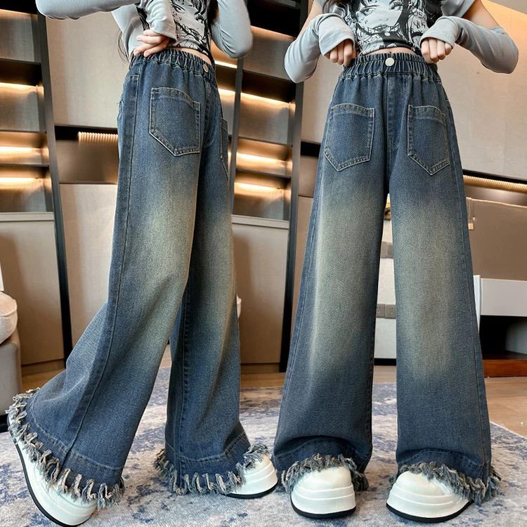 2025新款洋气休闲儿童牛仔裤春秋款女童中大童裤子