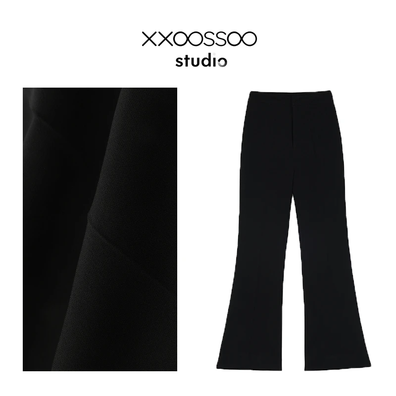 xxoossoo 日本进口72%三醋酸夏季新款高腰显瘦微喇裤女百搭休闲裤