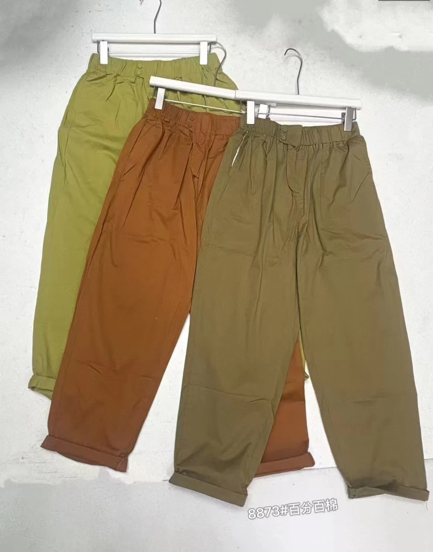 斜纹水洗棉薄款休闲显瘦老爹裤女