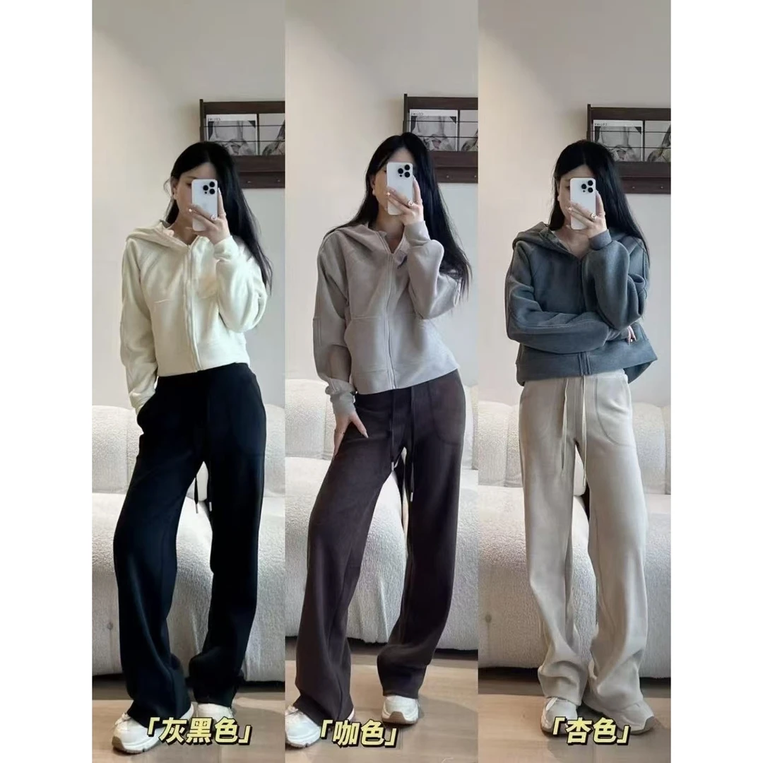 【十二专属】休闲裤高腰女士时尚垂感直筒裤显瘦复古宽松拖地百搭