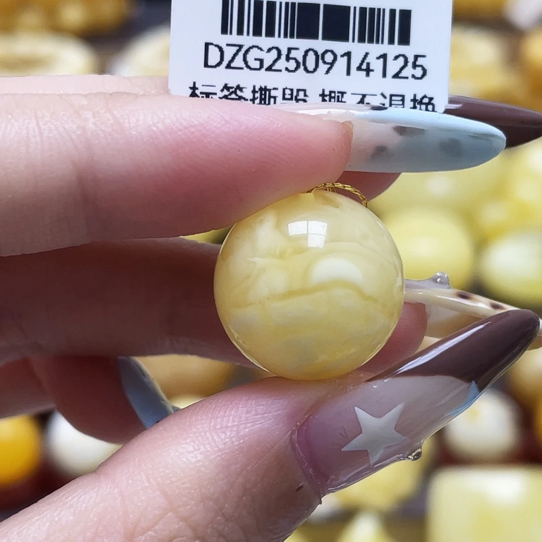 琥珀未镶嵌裸石16.4mm圆珠瑕