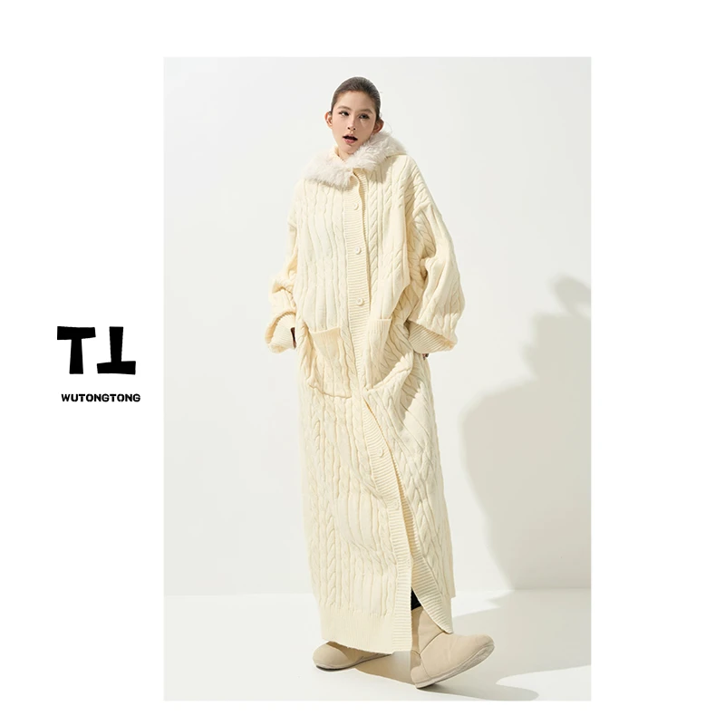 11/11【沉睡树根】冬季慵懒风连帽长款毛衣裙女过膝连衣裙62949