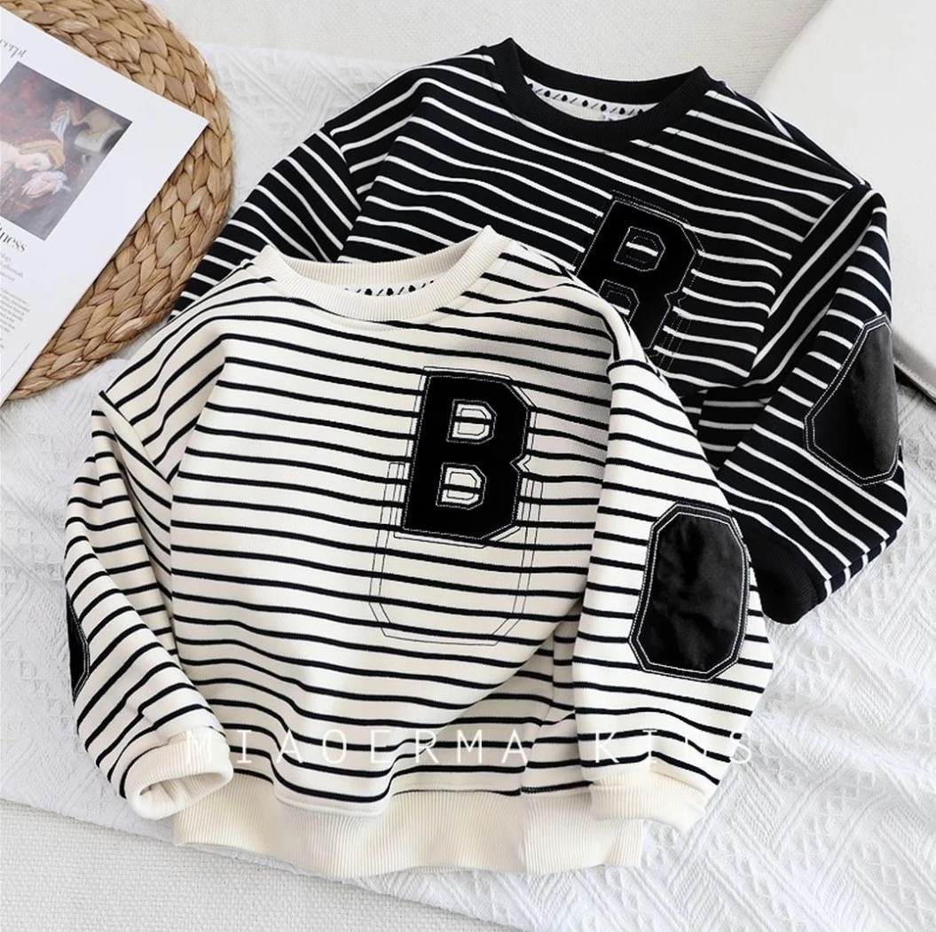 儿童秋季条纹卫衣韩版套头休闲长袖圆领中大童