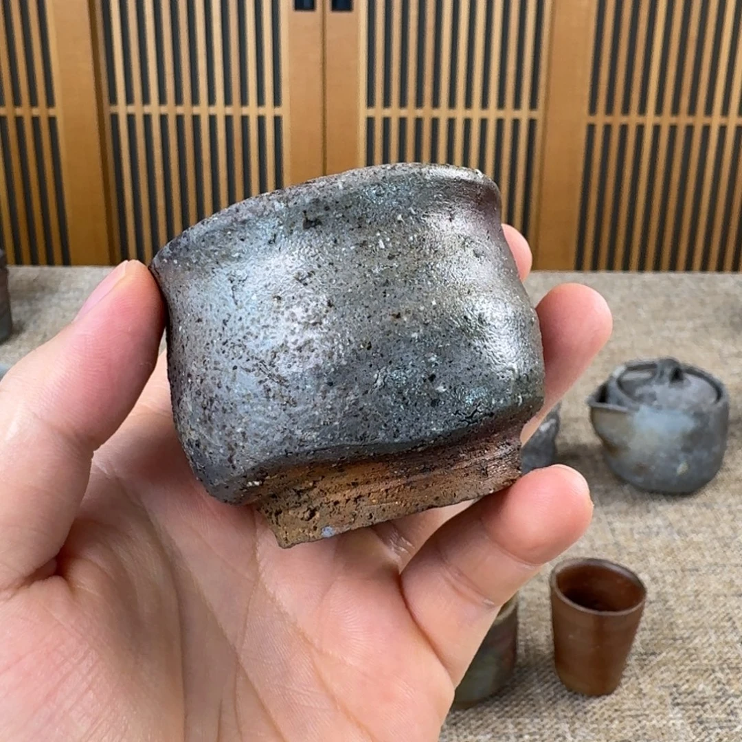 中村六郎 备前烧杯 窑粘