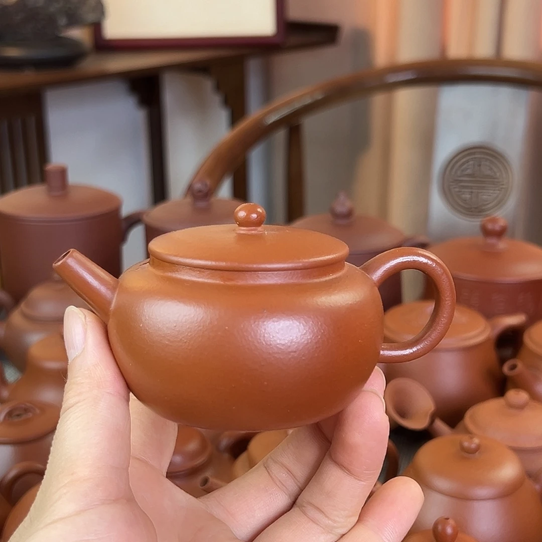 紫砂茶壶精品原矿 平盖莲子 生砂朱泥 120cc