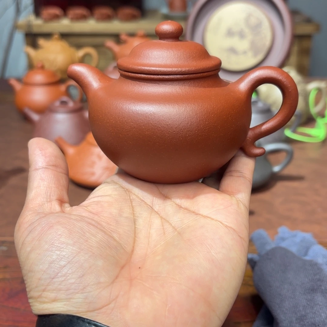 紫砂茶壶莲子180毫升红降坡