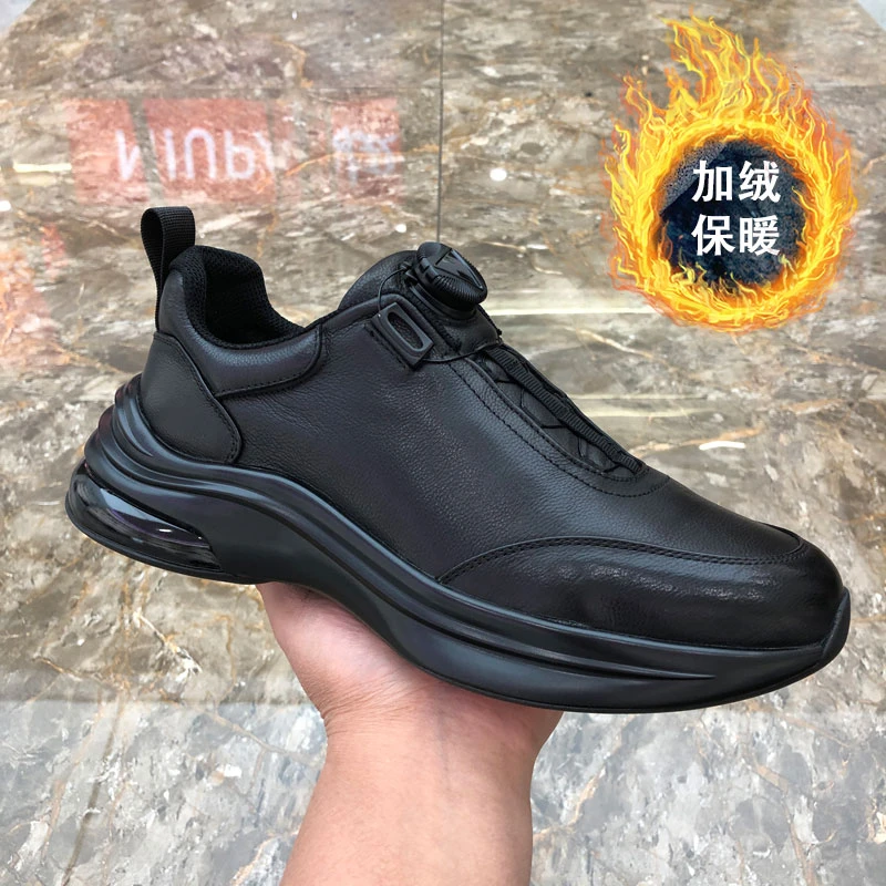 高档男士皮鞋真皮百搭休闲鞋透气防臭软底男鞋黑色简约工作鞋