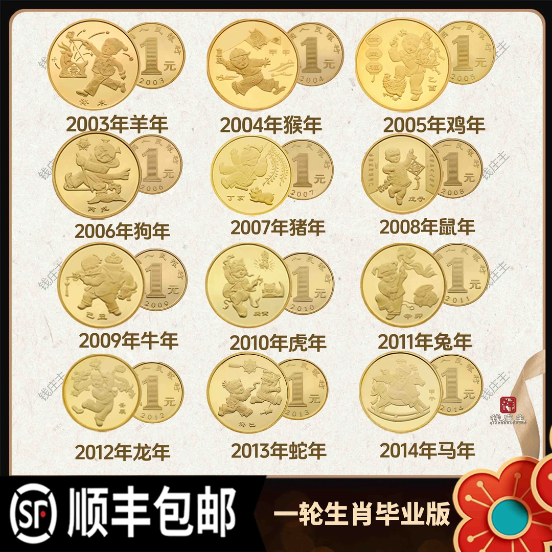 法定货币【一轮十二生肖纪念币毕业版】个人专属（直播现拆拆到毕业）