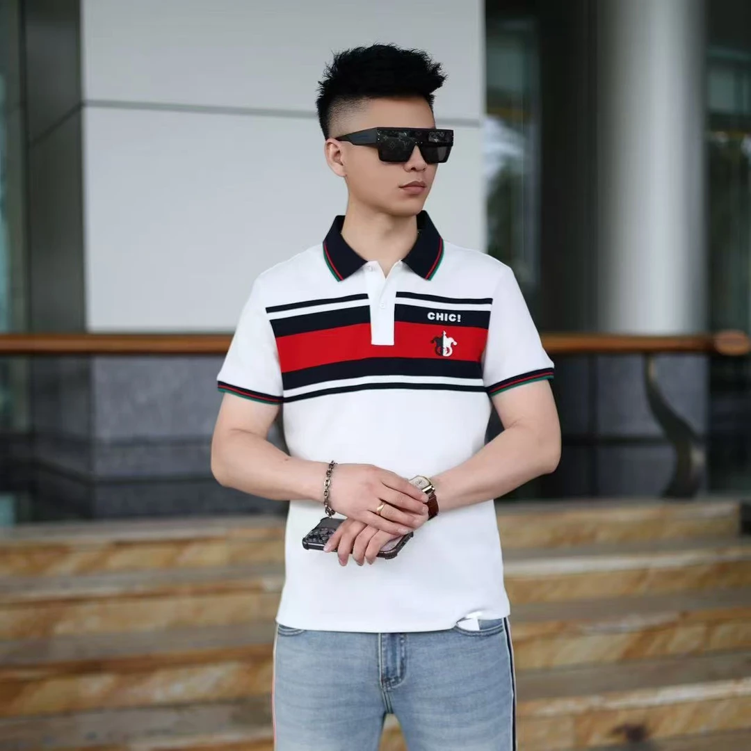 AipuDongni/艾普东尼条纹半袖常规男士修身休闲时尚夏装Polo衫