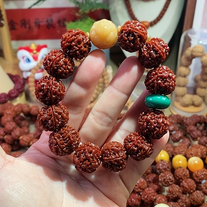 金刚菩提手串206手串皮修绿扣