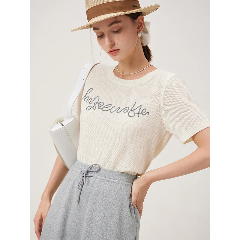 【李老板专属】范思蓝恩清透日针织T恤衫舒适绵羊毛24FS12889