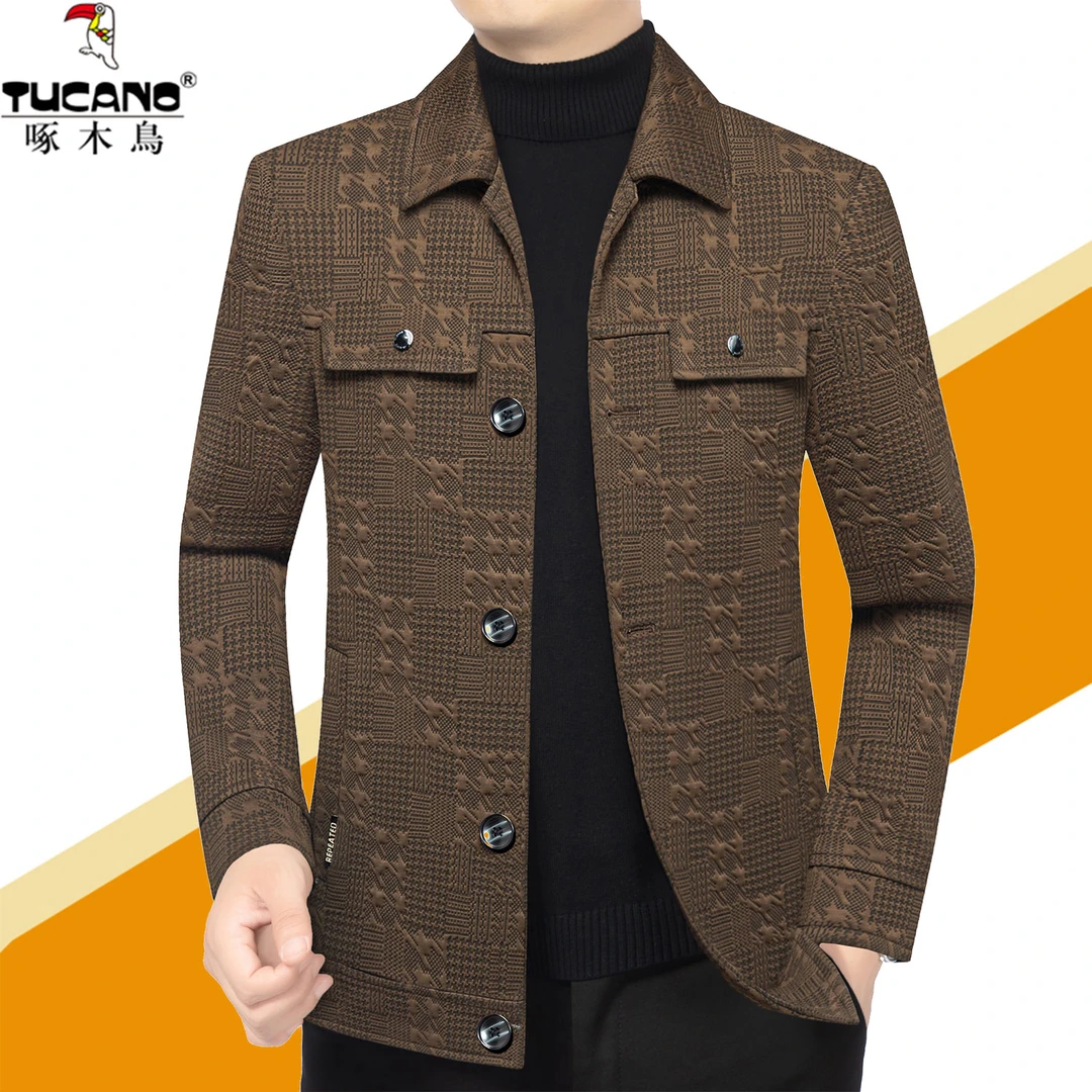 啄木鸟男士夹克2025春秋季新款专柜正品高档休闲上衣外套爸爸装