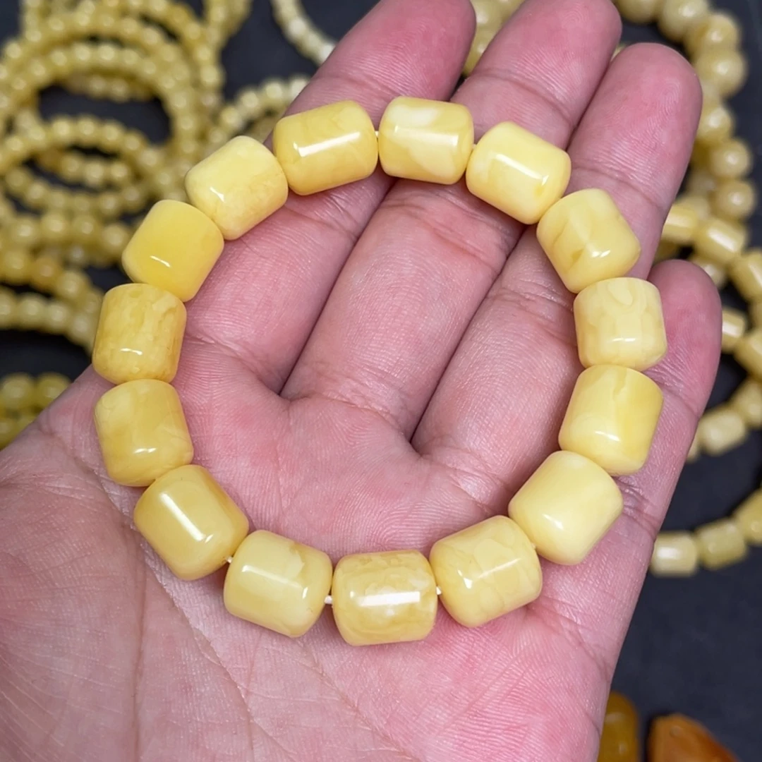 蜜蜡未镶嵌裸石竹节蜜蜡手串10.8mm