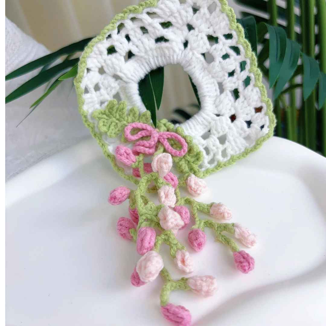 毛线钩织紫藤花发圈