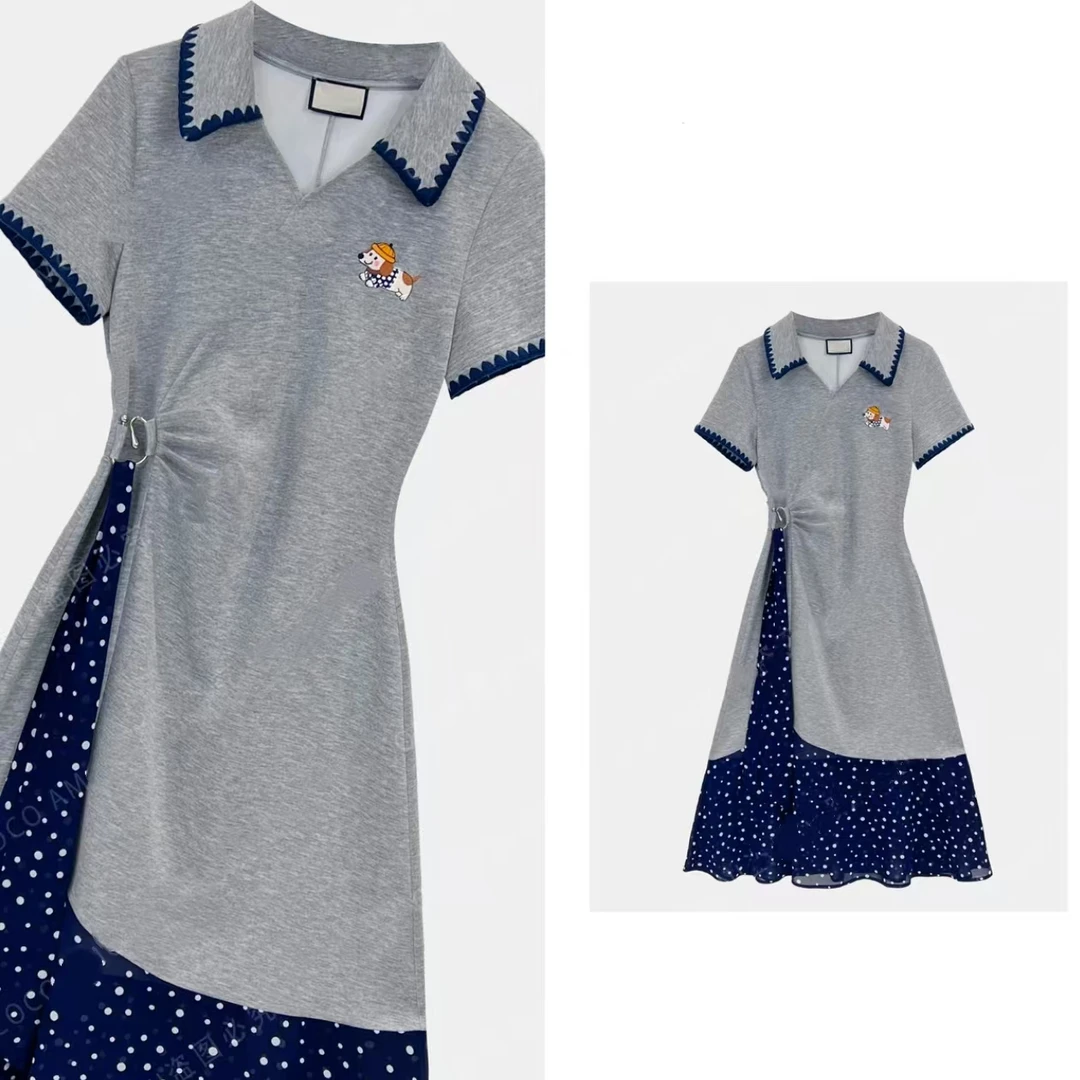 时尚设计小香风法式女装拼接重工波点高定显瘦气质连衣裙