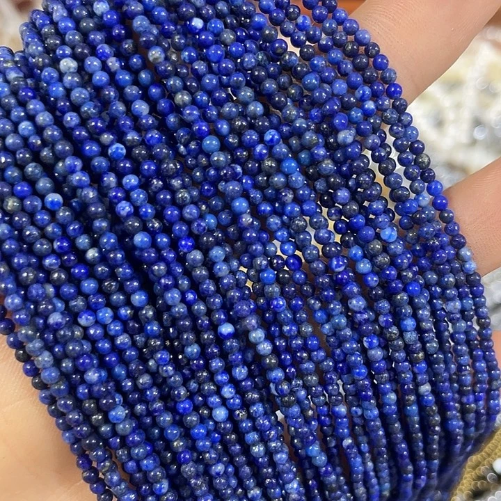 玛瑙/玉髓合金珠宝半成品一条2mm青金石圆珠