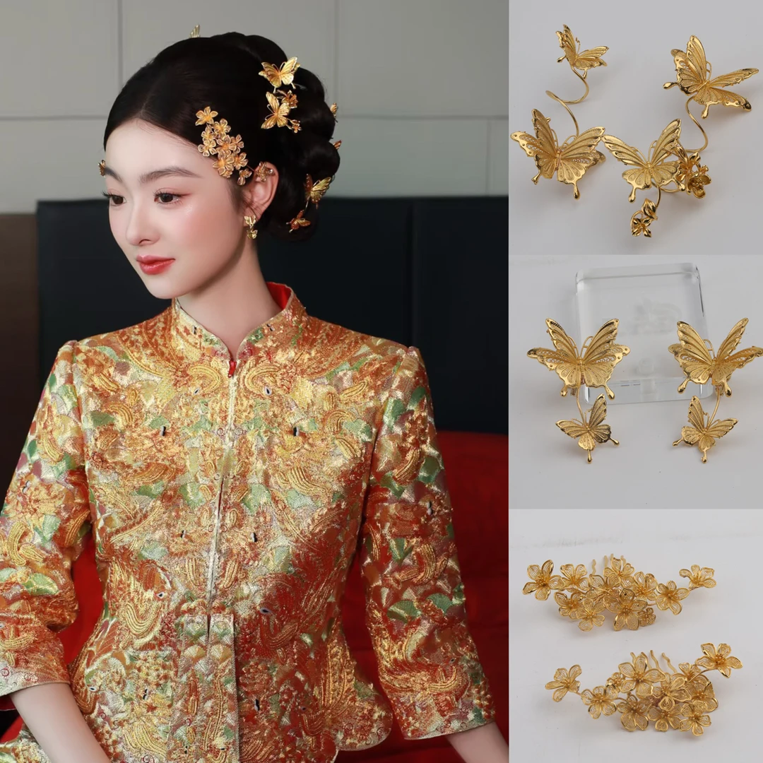 合金仿水晶婚庆饰品 爆款中式金色古风发簪小组件配饰