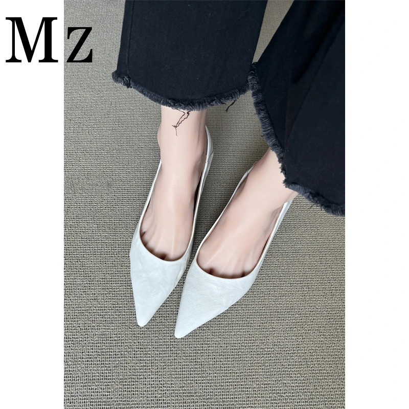 Mr.Zheng/6cm/气质尖头细高跟浅口透气单鞋夏季新款复古休闲女鞋