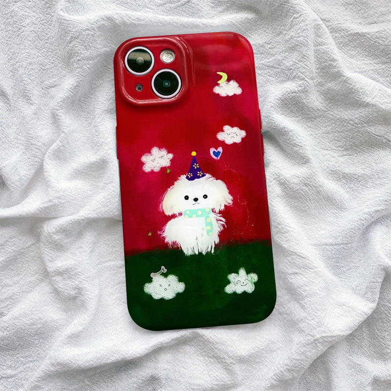 云彩可爱狗狗iphone17手机壳16苹果15小米14华为13适用oppovivo女