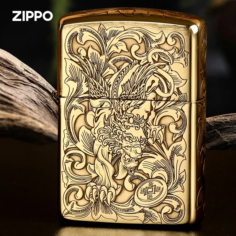 ZIPPO/之宝打火机纯铜唐草貔貅防风送男士生日礼物五面雕刻 DYF1