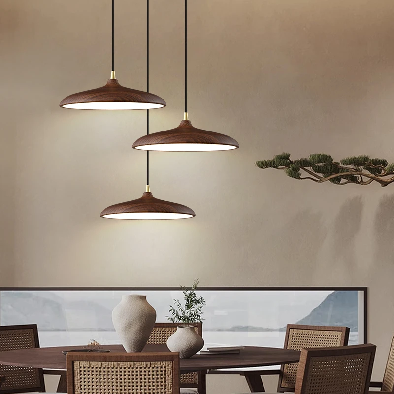 餐厅吊灯中古风创意飞碟餐桌饭厅现代简约吧台茶室原木风护眼灯具