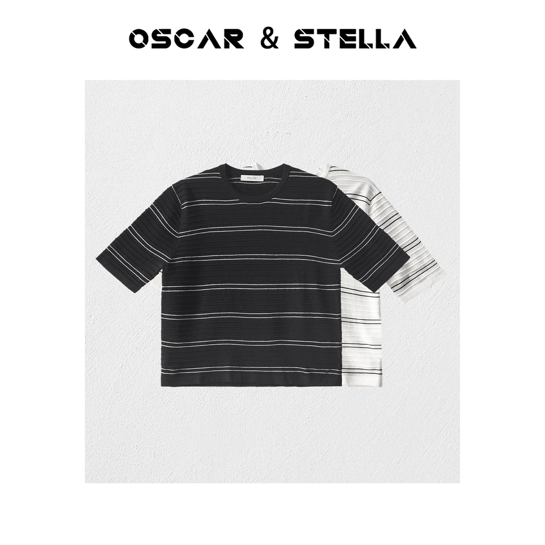 OSCAR&STELLA2025【盛夏】早春新款条纹圆领宽松短袖T恤 273-W597