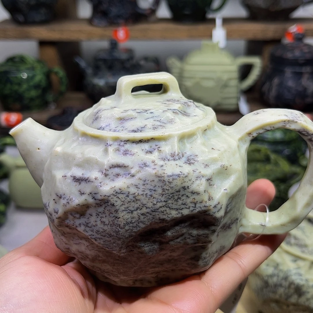 赏**茶石材冰碛玉精品壶