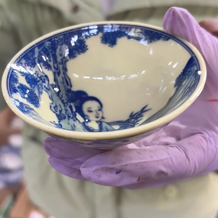 陶摆件景德镇高温黄希希斗笠杯