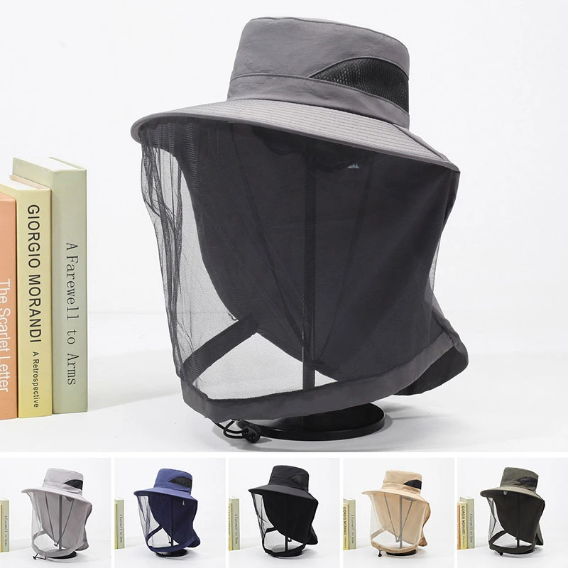 抢！男女同款户外渔夫帽防紫外线蚊虫防晒网纱面罩钓鱼遮阳帽登山