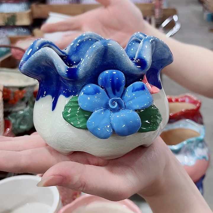 有孔.凑单10元陶瓷花盆发货！