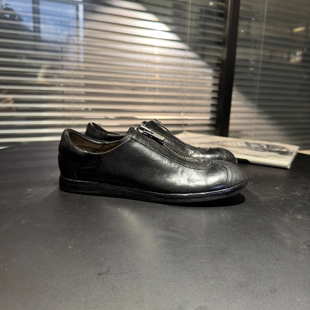 秋冬新款复古美式平底鞋女黑色薄底手工休闲鞋软牛皮轻便百搭单鞋