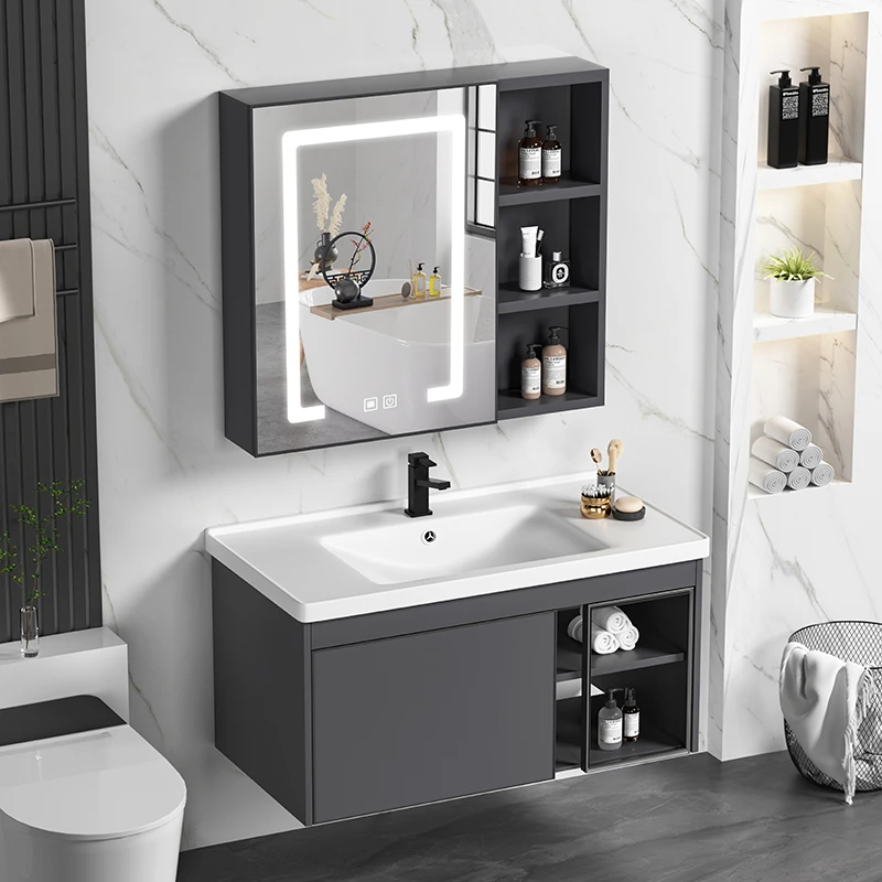 40宽陶瓷一体盆浴室柜组合智能洗手洗脸盆现代小户型卫生间洗漱台