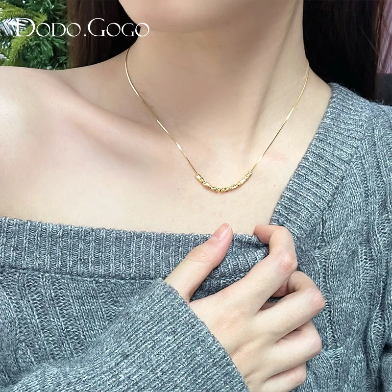 DODOGOGO 合金项链 时尚百搭小方糖气质轻奢简约精致设计感毛衣链