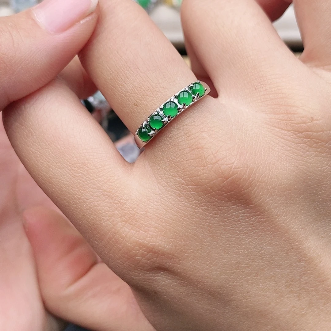 翡翠银S925镶嵌戒指