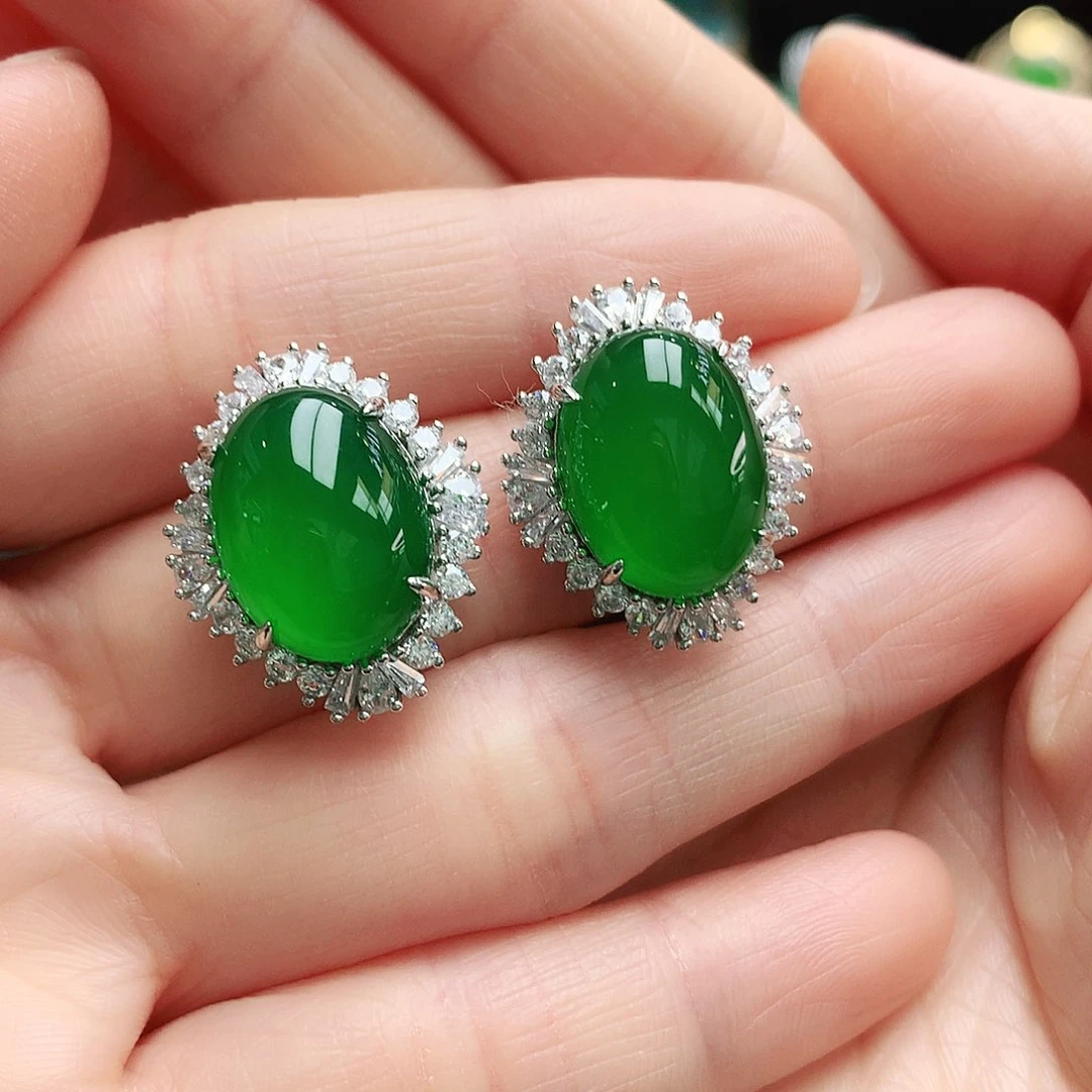 玛瑙/玉髓耳钉银S925镶嵌?**n