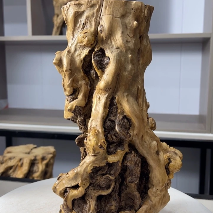 木石榴木榴疤柱子摆件