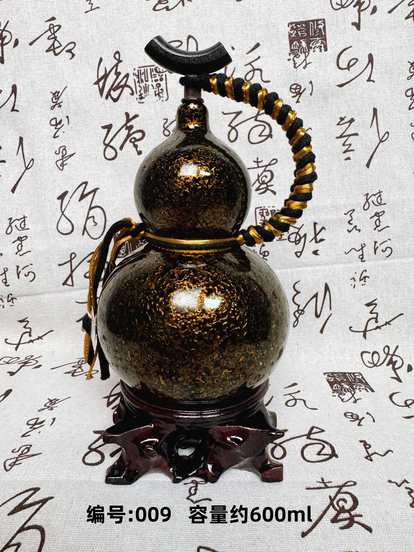 【黑金】纯手工非遗大漆酒葫芦&009