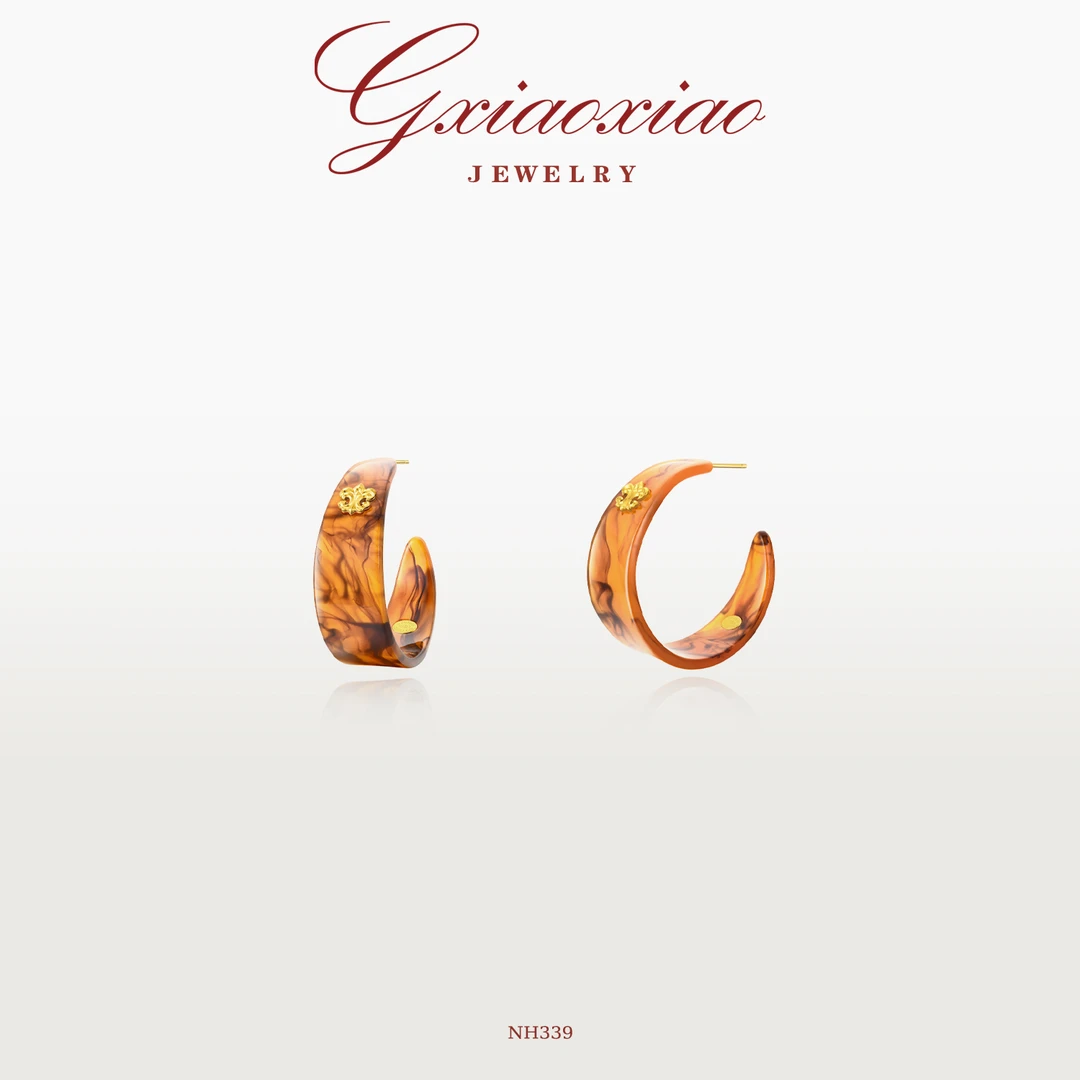 G XIAOXIAO 法式复古高级个性百搭鸢尾花C圈耳环 NH339