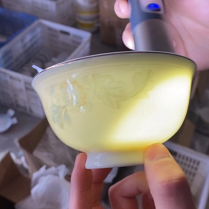 瓷L10蓝边纹饭碗6个